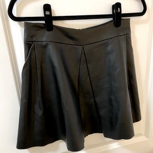 Amanda Uprichard Black Leather Skater Skirt
